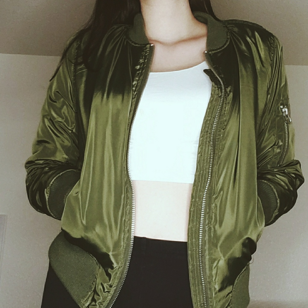 satin bomber jacket with fur lining
